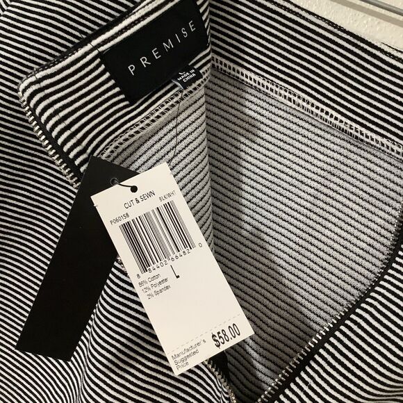 NWT Premise Striped Black White Twee Minimalist Work School Pencil Skirt Large - Picture 7 of 7